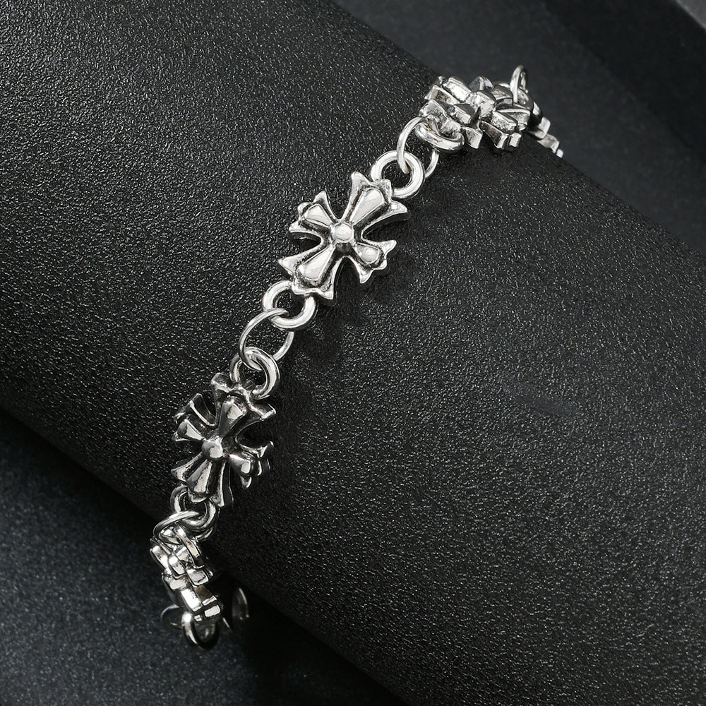 Silver Gothic Cross Chain Bracelet