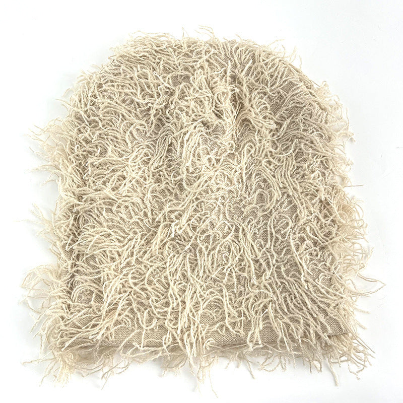 Textured Knitted Beanie with Multi-Color Yarn Design and Cozy Winter Streetwear Style