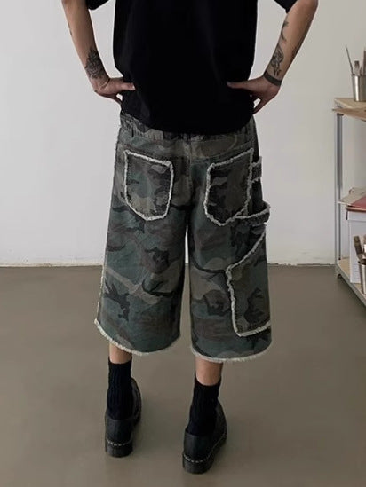 Vintage Loose Wide-Leg Camo Jorts with Relaxed Fit and Streetwear Style for Everyday Comfort