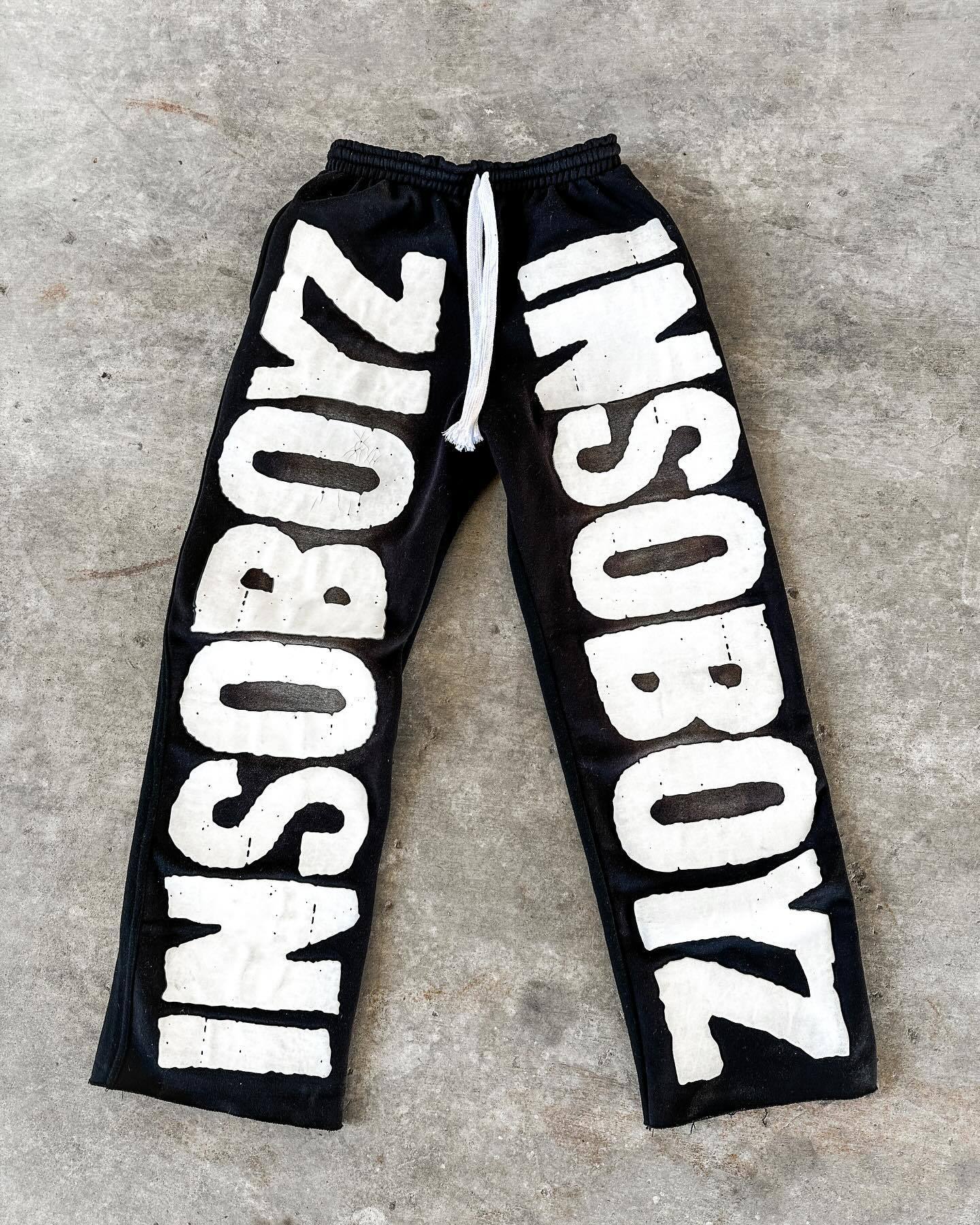 Bold Letter Print Straight-Leg Streetwear Pants