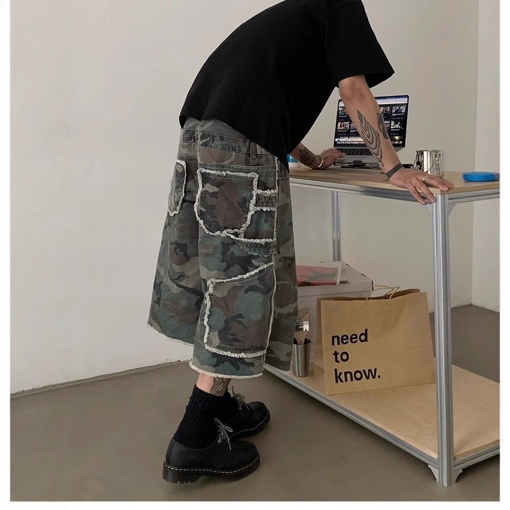 Vintage Loose Wide-Leg Camo Jorts with Relaxed Fit and Streetwear Style for Everyday Comfort