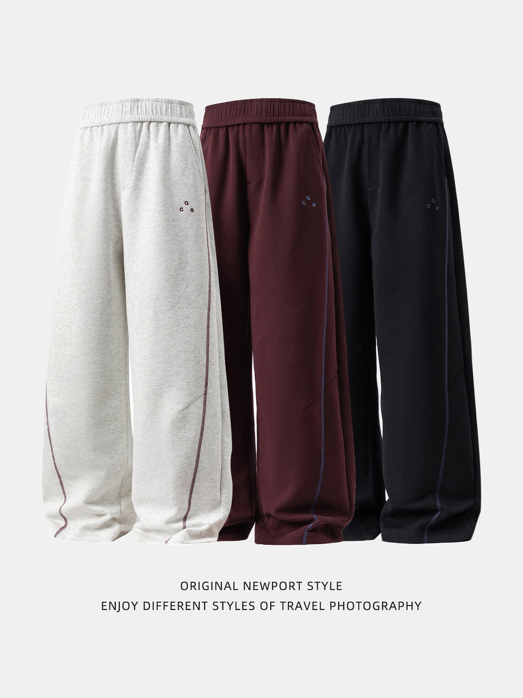 Straight-Leg Loose-Fit Sweatpants with Contrast Stitching and Elastic Waist for Everyday Comfort