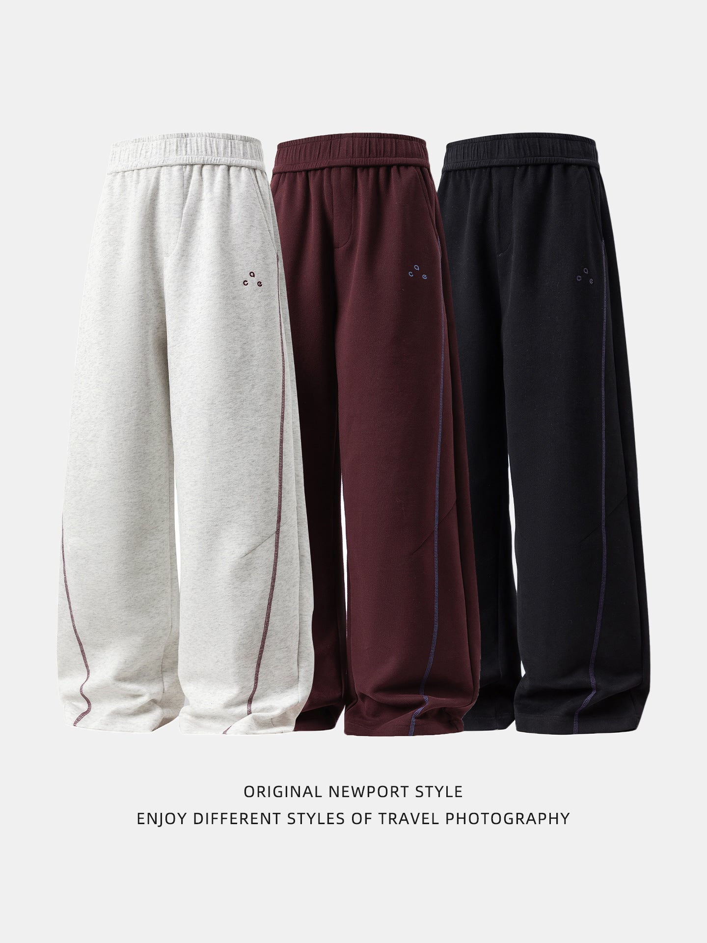 Straight-Leg Loose-Fit Sweatpants with Contrast Stitching and Elastic Waist for Everyday Comfort