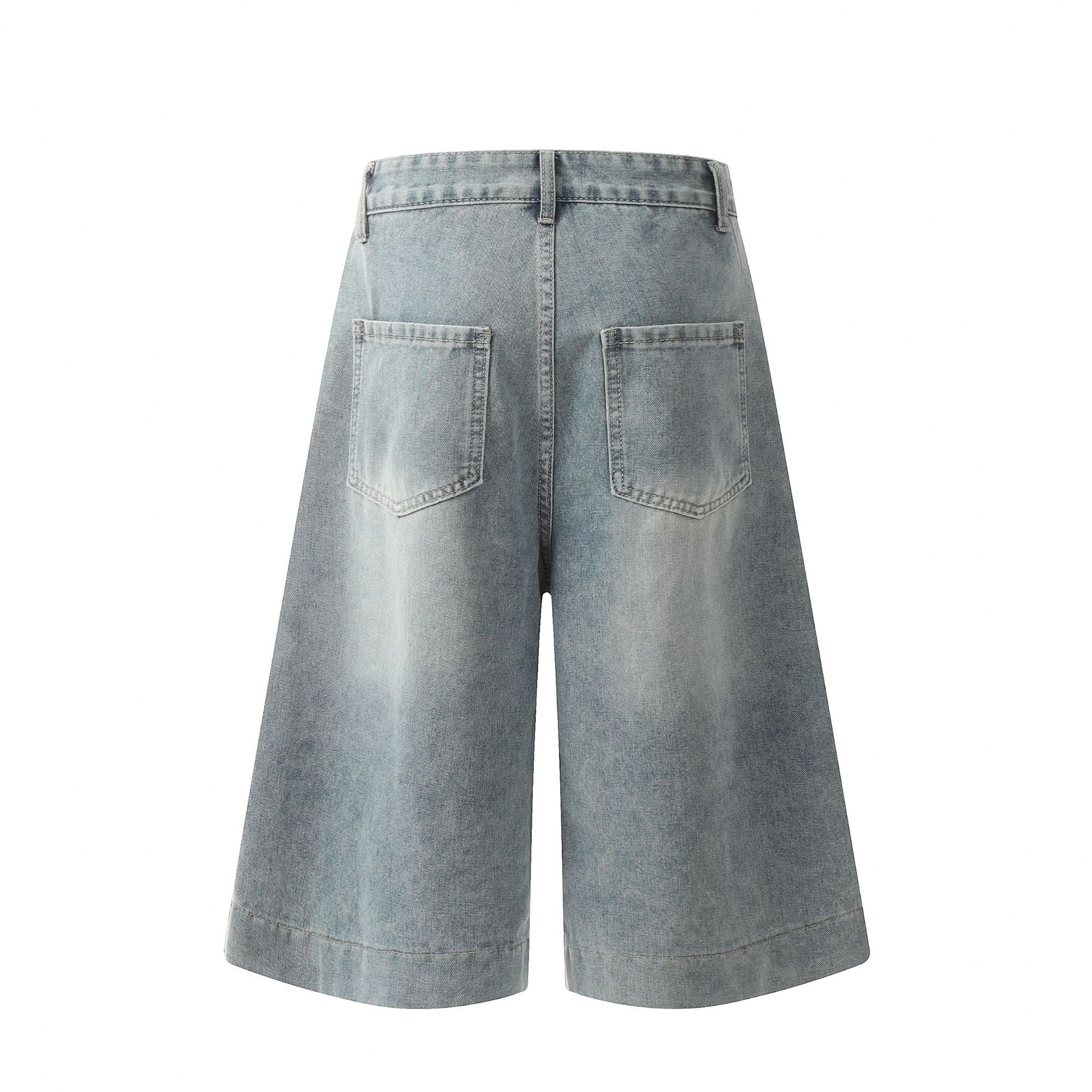 Streetwear Printed Denim Shorts with Colorful Graffiti Design