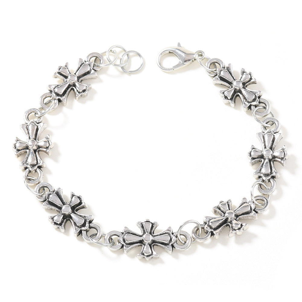 Silver Gothic Cross Chain Bracelet
