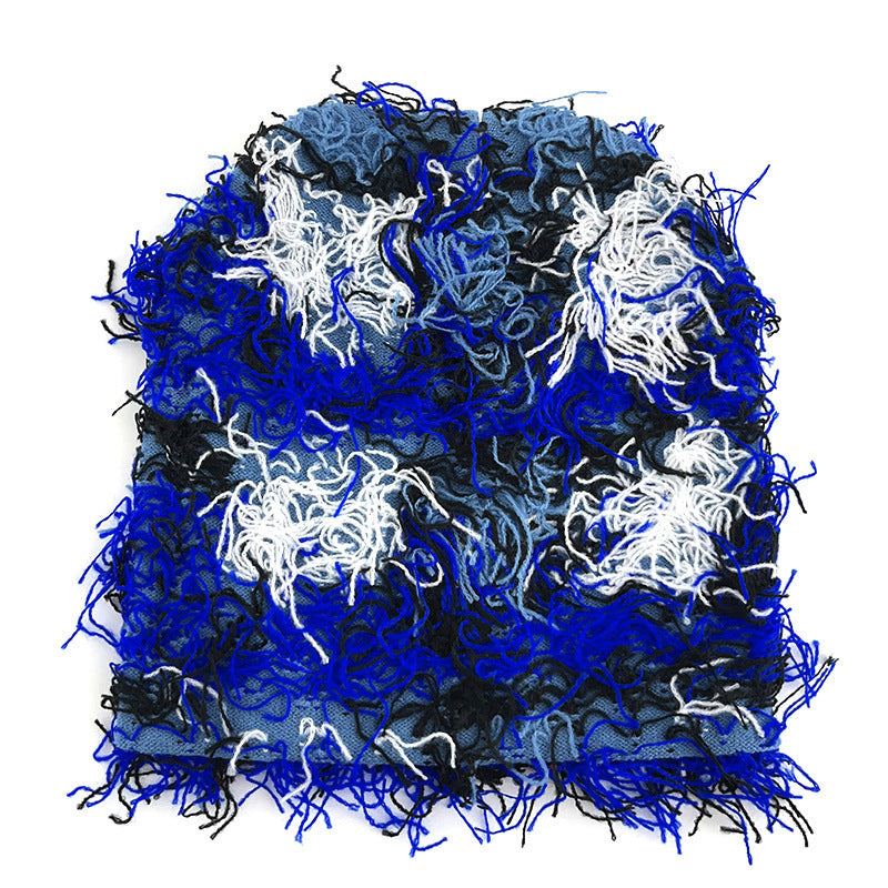 Textured Knitted Beanie with Multi-Color Yarn Design and Cozy Winter Streetwear Style