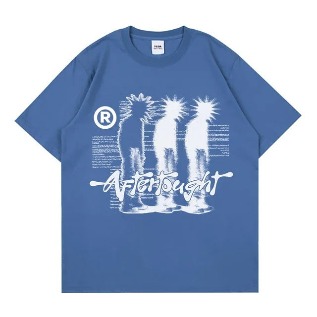 Harajuku Graphic Tee with Abstract Silhouette Print in Multiple Colors