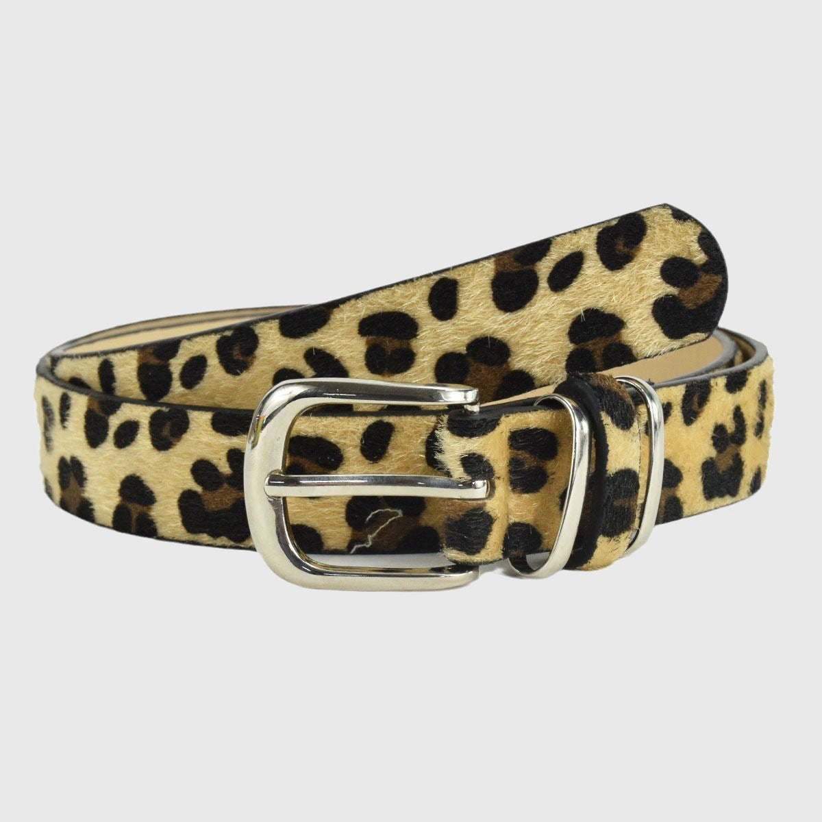 Leopard Print Belt with Vintage Metal Buckle and Heart Detail for Retro Streetwear Outfits