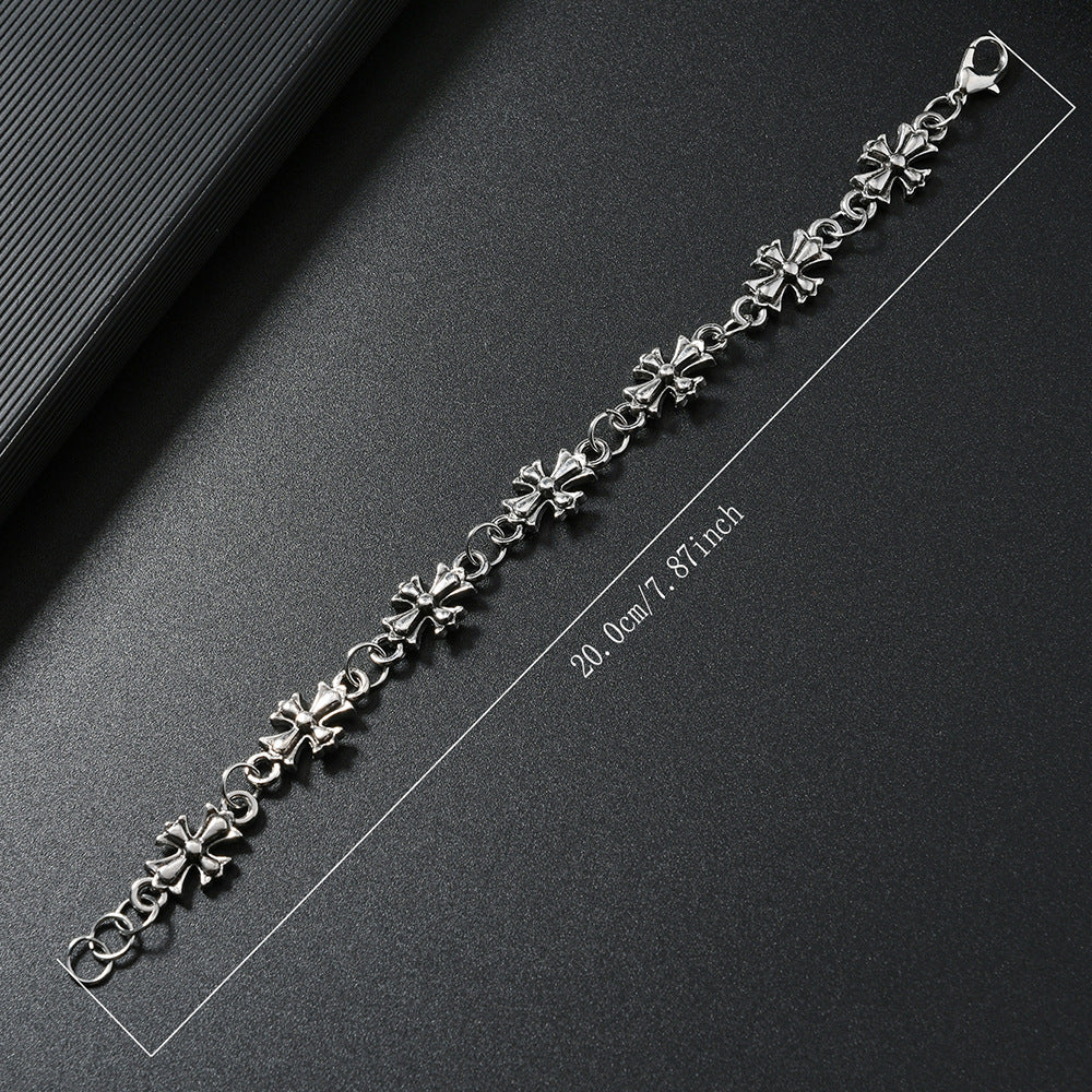 Silver Gothic Cross Chain Bracelet