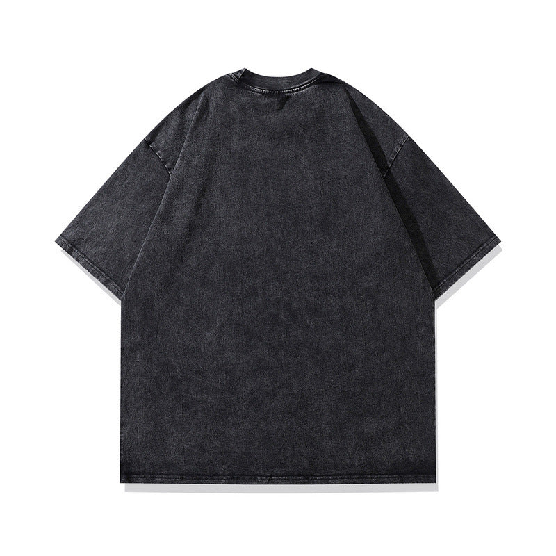 Vintage Washed Graphic Tee with Color Portrait Design