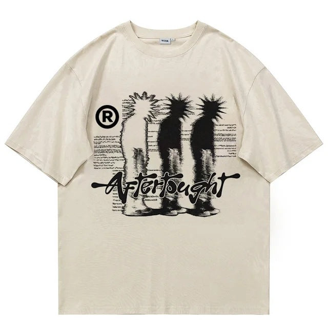 Harajuku Graphic Tee with Abstract Silhouette Print in Multiple Colors