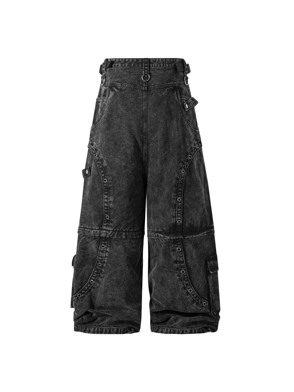 Heavyweight Cargo Denim Jeans with Detachable Legs, Wide Leg Fit, and High Streetwear Style
