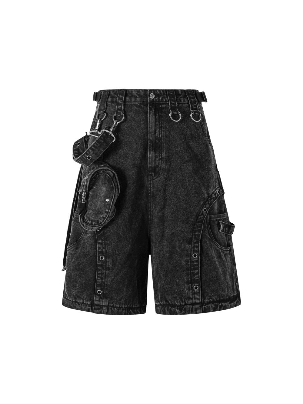 Heavyweight Cargo Denim Jeans with Detachable Legs, Wide Leg Fit, and High Streetwear Style