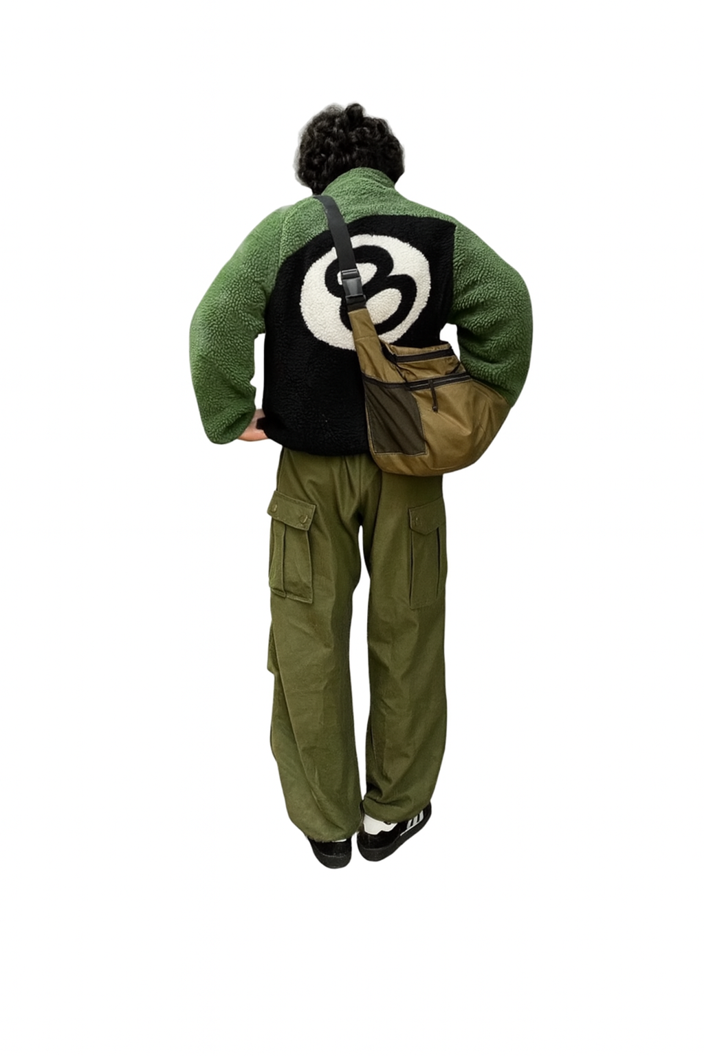 Vintage Sherpa Fleece Jacket with Bold Back Graphic and Cozy Textured Design