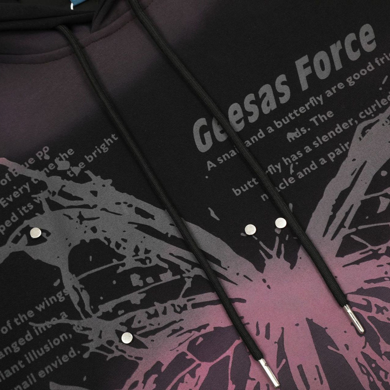 Butterfly Graphic Hooded Sweatshirt with Streetwear Print in Black or Red