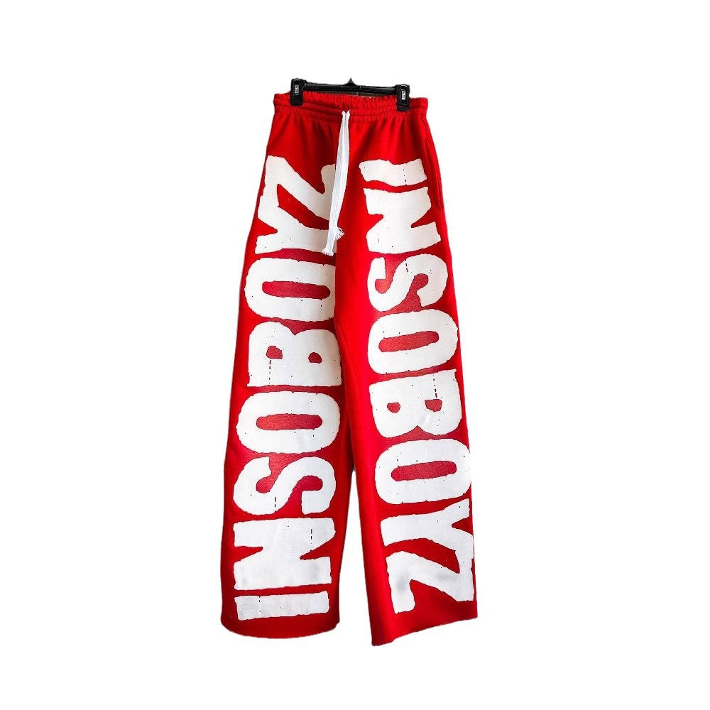 Bold Letter Print Straight-Leg Streetwear Pants