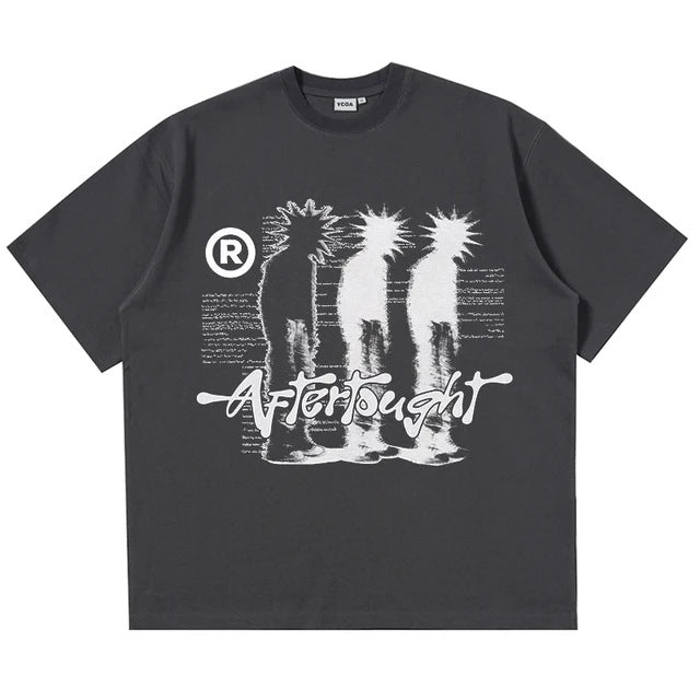 Harajuku Graphic Tee with Abstract Silhouette Print in Multiple Colors