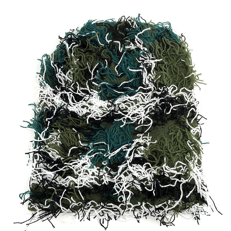 Textured Knitted Beanie with Multi-Color Yarn Design and Cozy Winter Streetwear Style