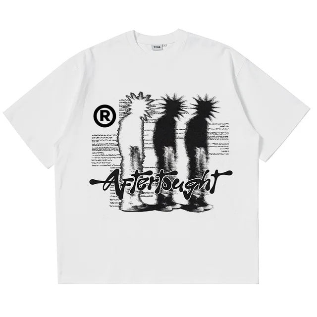 Harajuku Graphic Tee with Abstract Silhouette Print in Multiple Colors