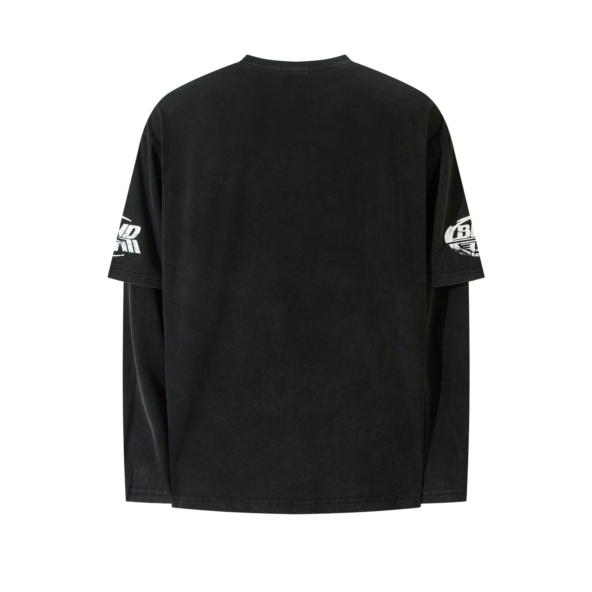 Washed Long-Sleeve Graphic Tee with Faded Texture